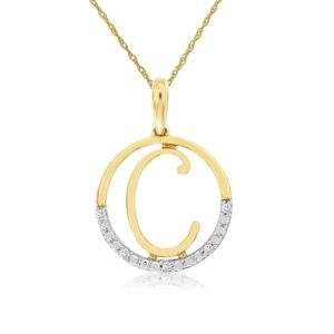 YELLOW GOLD INTIAL DIAMOND PENDANT C N6C