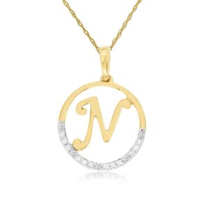 YELLOW & WHITE GOLD INTIAL DIAMOND PENDANT N N6N