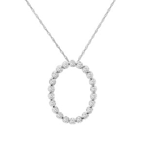WHITE GOLD DIAMOND OVAL PENDANT WH1318D