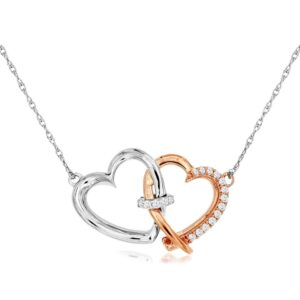 WHITE & ROSE GOLD DIAMOND HEART NECKLACE WC9493D