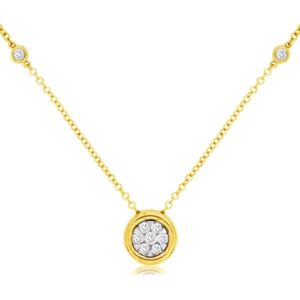 YELLOW GOLD DIAMOND 5 STATION NECKLACE C9070D