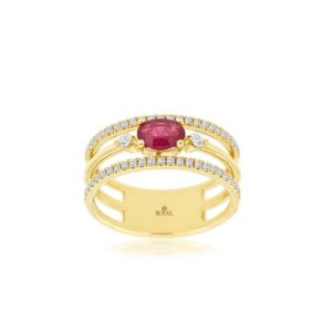 YELLOW GOLD RUBY & DIAMOND RING H2340RB
