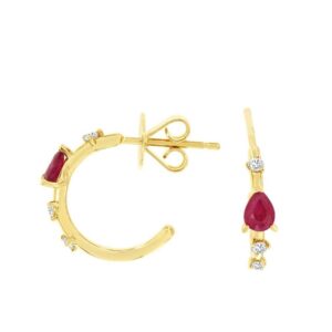 YELLOW GOLD RUBY & DIAMOND EARRINGS H2717RB