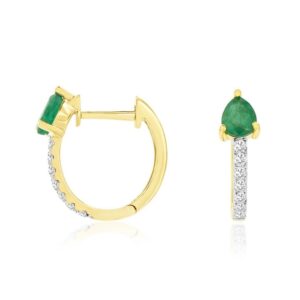 YELLOW GOLD EMERALD & DIAMOND EARRINGS H3131EM