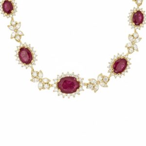 YELLOW GOLD RUBY & DIAMOND NECKLACE H2140RB