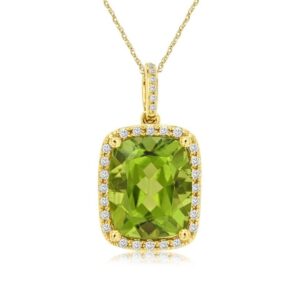YELLOW GOLD PERIDOT AND DIAMOND PENDANT C6068X