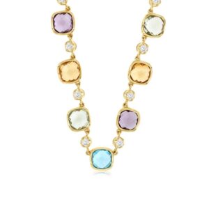 YELLOW GOLD DIAMOND & SEMI PRECIOUS NECKLACE H2934M