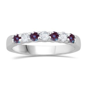 WHITE GOLD ALEXANDRITE & DIAMOND BAND M5458