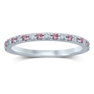 WHITE GOLD PINK TOURMALINE & DIAMOND BAND M4782
