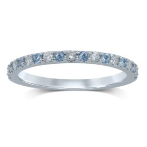 WHITE GOLD BLUE TOPAZ & DIAMOND BAND M4784