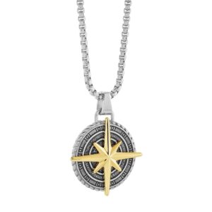 ITALGEM STEEL NORTH STAR COMPASS PENDANT SP225