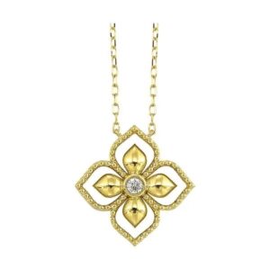 14K YELLOW GOLD FLOWER DIAMOND PENDANT PD11110-4YC