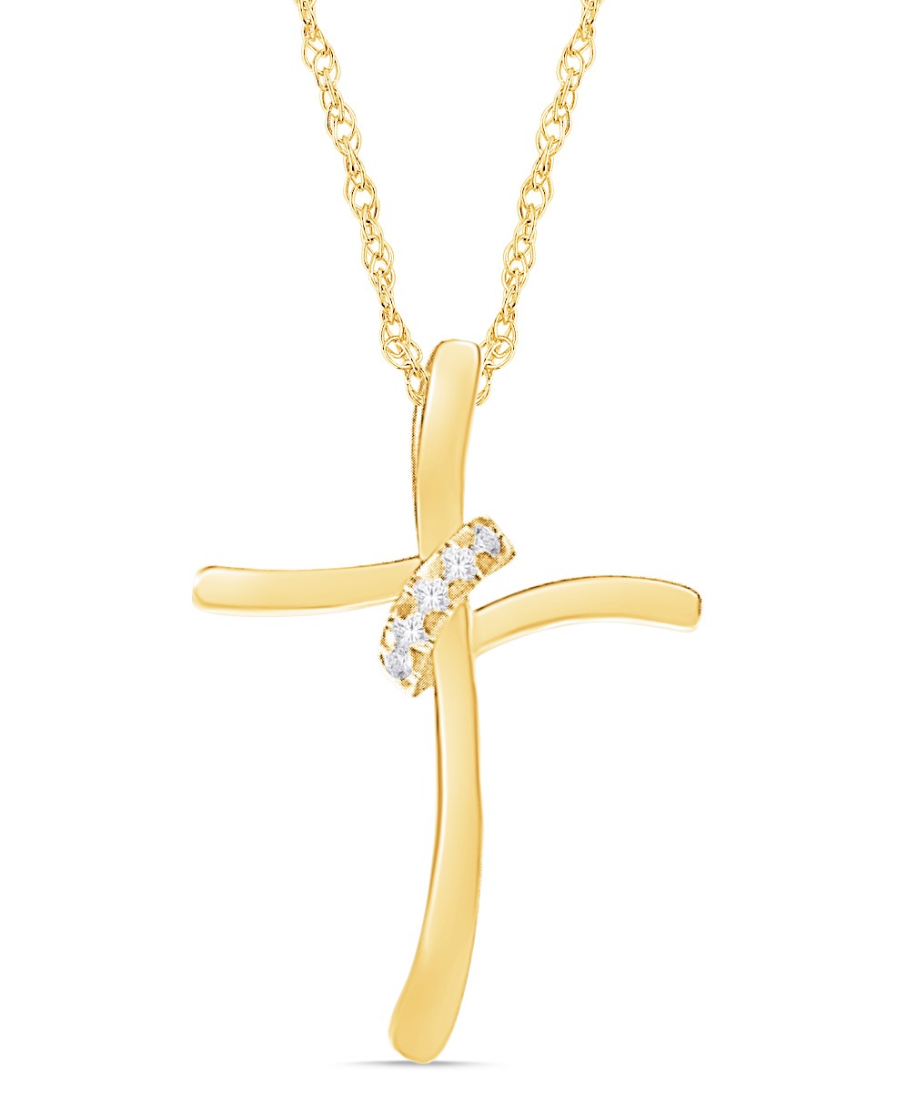YELLOW GOLD DIAMOND CROSS PENDANT M2708