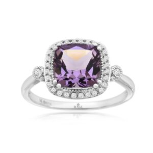 WHITE GOLD AMETHYST & DIAMOND RING WC7496A
