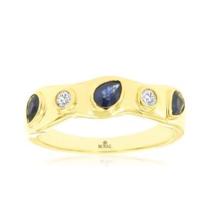 YELLOW GOLD SAPPHIRE & DIAMOND RING H2802SP