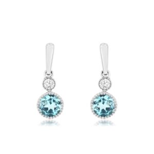 WHITE GOLD BLUE TOPAZ & DIAMOND EARRING WH1857B