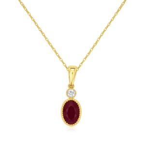 YELLOW GOLD RUBY & DIAMOND PENDANT H1854RB