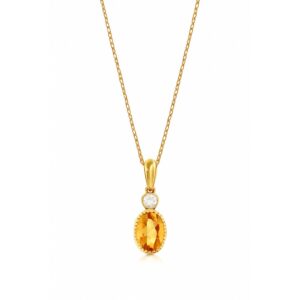 YELLOW GOLD CITRINE & DIAMOND PENDANT H1854CT