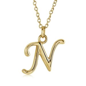ITALGEM STEEL CURSIVE-LETTER NECKLACE INITIAL1-N-GO