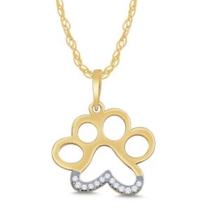 YELLOW GOLD PAW PRINT DIAMOND PENDANT M4610