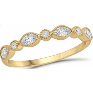 YELLOW GOLD WHITE SAPPHIRE & DIAMOND BAND M5429