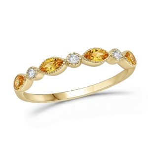 YELLOW GOLD CITRINE & DIAMOND BAND M5436