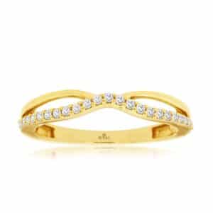 YELLOW GOLD DIAMOND WEDDING BAND H1087D