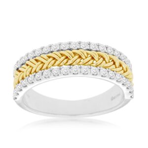 WHITE & YELLOW GOLD DIAMOND WEDDING BAND WC8527D