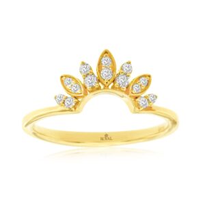 YELLOW GOLD DIAMOND CROWN RING H1372D