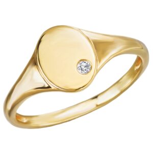YELLOW GOLD SIGNET DIAMOND RING 113955-Y