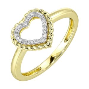 YELLOW GOLD DIAMOND HEART RING RG15165-4YB