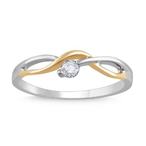 10K WHITE AND YELLOW DIAMOND RING M1661