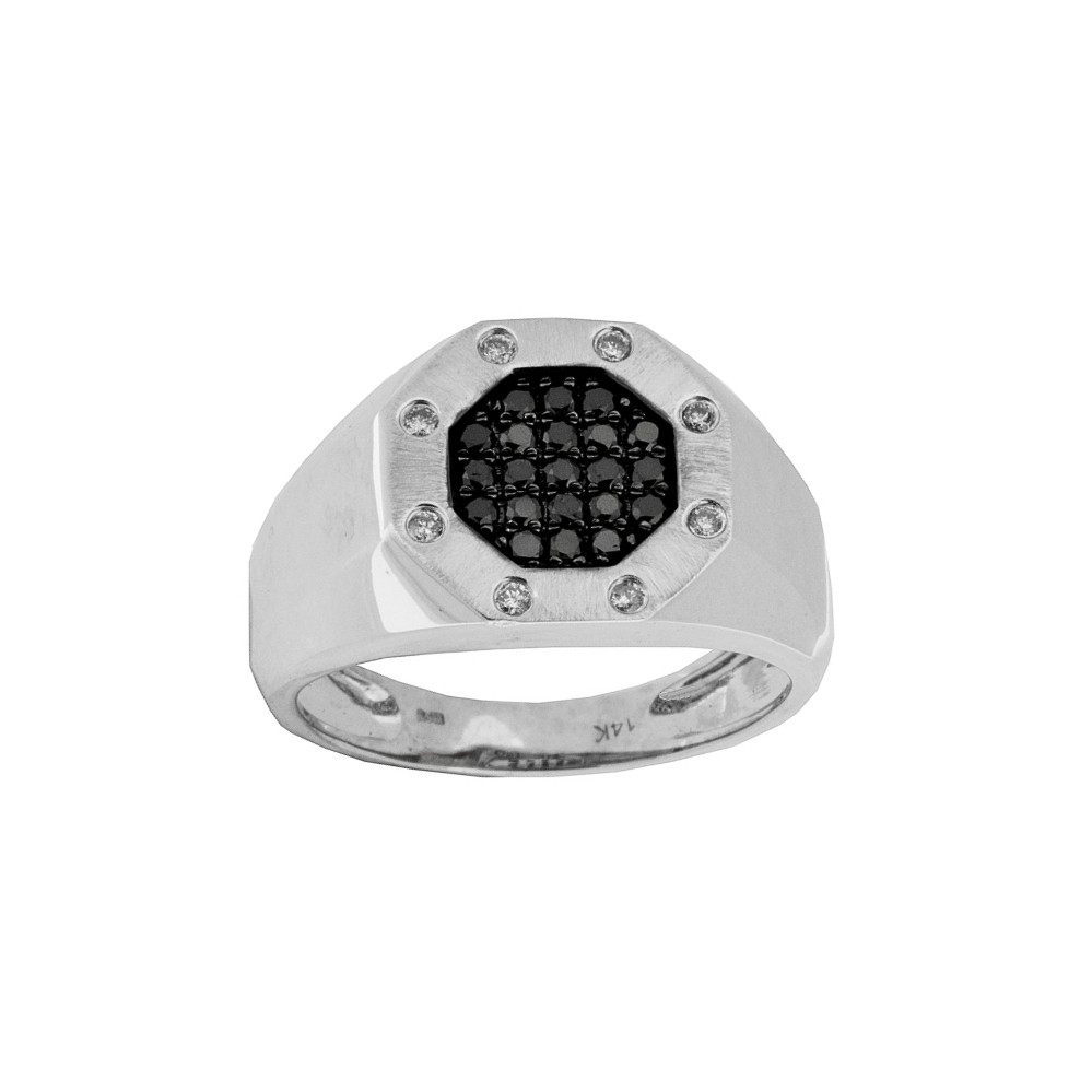 WHITE GOLD DIAMOND & BLACK DIAMOND RING WC4557B