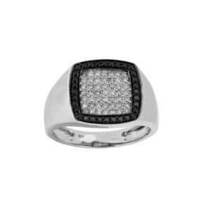 WHITE GOLD DIAMOND & BLACK DIAMOND RING WC4552B
