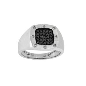 WHITE GOLD DIAMOND & BLACK DIAMOND RING WC4558B