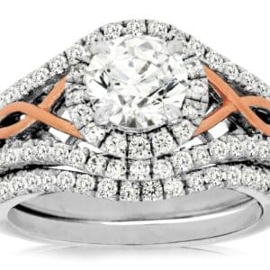 WHITE & ROSE GOLD SEMI-MOUNT WEDDING SET WC7630S
