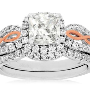 WHITE & ROSE GOLD SEMI-MOUNT WEDDING SET WC7631S