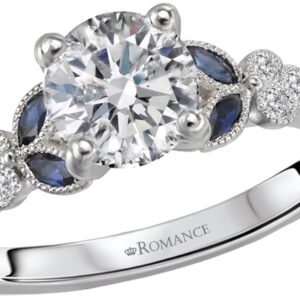 14K WHITE GOLD SAPPHIRE SEMI-MOUNT 160056-RD100