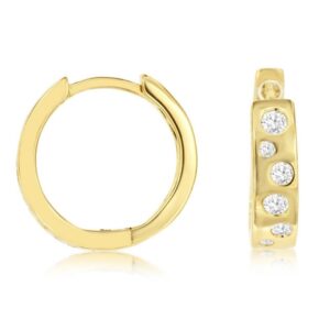 YELLOW GOLD DIAMOND HOOP EARRINGS H3211D