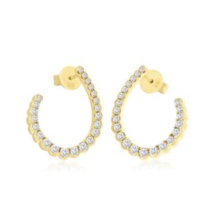 YELLOW GOLD DIAMOND HOOP EARRINGS H2716D