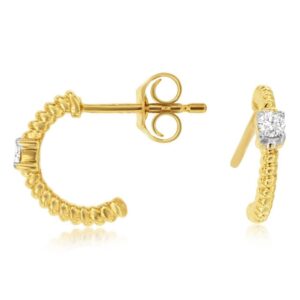 YELLOW GOLD DIAMOND HOOP EARRINGS H3276D