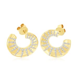 YELLOW GOLD DIAMOND HOOP EARRINGS H2709D