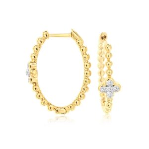 YELLOW GOLD DIAMOND HOOP EARRINGS H2730D