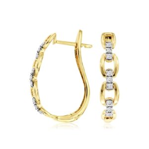 YELLOW GOLD DIAMOND PAPERCLIP EARRINGS H1618D
