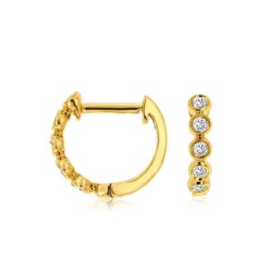 YELLOW GOLD DIAMOND HOOP EARRINGS H1040D