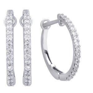 WHITE GOLD DIAMOND HOOP EARRINGS M3413