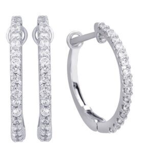WHITE GOLD DIAMOND HOOP EARRINGS M3413