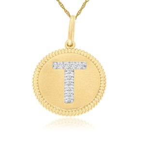 YELLOW GOLD INTIAL DIAMOND PENDANT T N7T