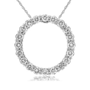 WHITE GOLD DIAMOND CIRCLE PENDANT W3779D