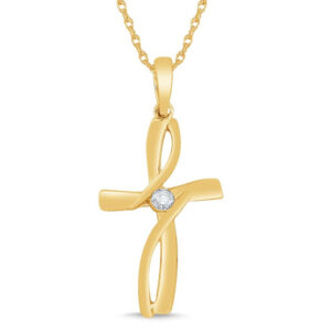 YELLOW GOLD DIAMOND CROSS PENDANT M3720